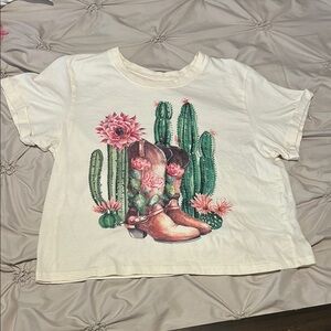 Vibe Cream Crop Top with Desert Graphic